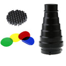 Professional Light Conical Snoot with Honeycomb Grid & Filter Kit for Bowens