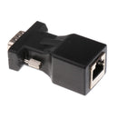 Black Extender VGA Male to RJ45 Network Cable Cord Female Adapter for PC laptop DVR