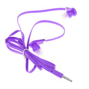 3.5mm Earbuds Isolated-Noise Flat Noodle Cable Stereo Super Bass In-Ear Headphone for Samsung Purple