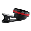 Universal Optical Glass No Distortion 0.6X Wide-angle Lens Clip-on Mobile Phone Red+Black