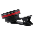 Universal Optical Glass No Distortion 0.6X Wide-angle Lens Clip-on Mobile Phone Red+Black