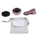 HD 0.6X Wide-angle Lens Without Distortion Clip-on w/ Protective Bag for for Samsung Huawei Smart Phone Rose Gold