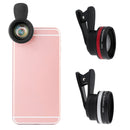 Universal 2 in1 Clip-on Optical Glass No Distortion HD 2X Wide-angle Lens for Mobile Phone Silver+Black