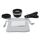 Universal 2 in1 Clip-on Optical Glass No Distortion HD 2X Wide-angle Lens for Mobile Phone Silver+Black
