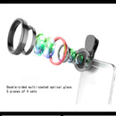Universal 2 in1 Clip-on Optical Glass No Distortion HD 2X Wide-angle Lens for Mobile Phone Silver+Black