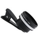 Universal 2 in1 Clip-on Optical Glass No Distortion HD 2X Wide-angle Lens for Mobile Phone Silver+Black