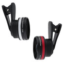 Universal 2 in1 Clip-on Optical Glass No Distortion HD 2X Wide-angle Lens for Mobile Phone Silver+Black