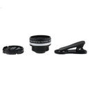 Universal 2 in1 Clip-on Optical Glass No Distortion HD 2X Wide-angle Lens for Mobile Phone Silver+Black