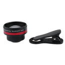 Universal 2 in1 Clip-on Optical Glass No Distortion HD 2X Wide-angle Lens for Mobile Phone Red+Black