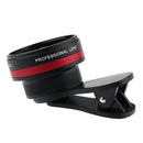 Universal 2 in1 Clip-on Optical Glass No Distortion HD 2X Wide-angle Lens for Mobile Phone Red+Black