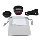 Universal 2 in1 Clip-on Optical Glass No Distortion HD 2X Wide-angle Lens for Mobile Phone Red+Black