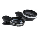 2 in 1 0.6X Wide Angle + 15X Macro Lens for iPhone 5S 6S 7 Samsung Galaxy S6 S5 Black+Silver