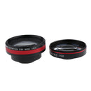 2 in 1 0.6X Wide Angle + 15X Macro Lens for iPhone 5S 6S 7 Samsung Galaxy S6 S5 Black+Red