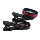 2 in 1 0.6X Wide Angle + 15X Macro Lens for iPhone 5S 6S 7 Samsung Galaxy S6 S5 Black+Red