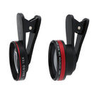 2 in 1 0.6X Wide Angle + 15X Macro Lens for iPhone 5S 6S 7 Samsung Galaxy S6 S5 Black+Red