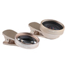 2 in 1 No Distortion 0.6X HD Wide Angle + 15x Macro Multi-Layer Coating Lens for Mobile Phone Gold