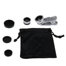 3 in 1 Clip on Fisheye Wide Angle Macro Lens for iPhone 5 6 6S 7 Samsung Galaxy S6 S5 Silver
