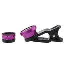 3in1 Macro+Wide Angle+Fisheye+Clip+Carrying Bag Camera Photo lens for iPhone Sumsung Purple