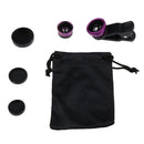 3in1 Macro+Wide Angle+Fisheye+Clip+Carrying Bag Camera Photo lens for iPhone Sumsung Purple
