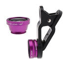 3in1 Macro+Wide Angle+Fisheye+Clip+Carrying Bag Camera Photo lens for iPhone Sumsung Purple