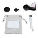 Lens Kit 0.36X Wide Angle Lens+15x Macro Lens+Fill Light for Mobile Phone Black