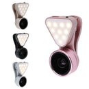Lens Kit 0.36X Wide Angle Lens+15x Macro Lens+Fill Light for Mobile Phone Black