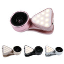 Lens Kit 0.36X Wide Angle Lens+15x Macro Lens+Fill Light for Mobile Phone Black