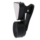 Lens Kit 0.36X Wide Angle Lens+15x Macro Lens+Fill Light for Mobile Phone Black