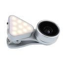 Lens Kit 0.36X Wide Angle Lens+15x Macro Lens+Fill Light for Mobile Phone Silver