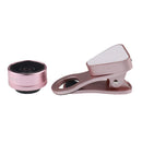 Lens Kit 0.36X Wide Angle Lens+15x Macro Lens+Fill Light for Mobile Phone Rose Gold