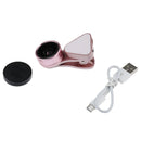 Lens Kit 0.36X Wide Angle Lens+15x Macro Lens+Fill Light for Mobile Phone Rose Gold