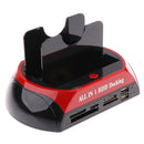 All In 1 HDD Docking Station Dual USB 2.0 2.5'' 3.5'' IDE SATA External HDD Box Hard Disk Drive Enclosure Card Reader EU Plug