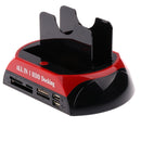 All In 1 HDD Docking Station Dual USB 2.0 2.5'' 3.5'' IDE SATA External HDD Box Hard Disk Drive Enclosure Card Reader EU Plug