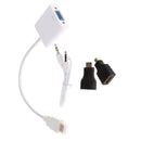 1080P Mini HDMI Male to VGA Female Video Converter Adapter Cable for PC TV White