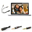 PC Headset to Smartphone Adapter 3.5mm Female to Dual Male Y Splitter Cable White