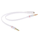 PC Headset to Smartphone Adapter 3.5mm Female to Dual Male Y Splitter Cable White