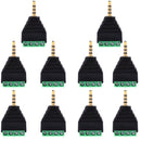 10 Piece 3.5mm (1/8'') Stereo TRRS Jack to AV 4-Screw Terminal Connectors