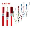 3.5mm Jack Plug Y Splitter Audio Stereo Extension Earphone Headphone Cable Red
