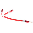 3.5mm Jack Plug Y Splitter Audio Stereo Extension Earphone Headphone Cable Red