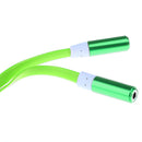 3.5mm AUX Audio Stereo Splitter Cable Headphone Adapter Flat Cable 1 Male to 2 Female Green