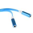 3.5mm AUX Audio Stereo Splitter Cable Headphone Adapter Flat Cable 1 Male to 2 Female Blue