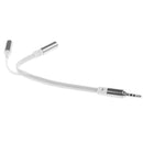 3.5mm AUX Audio Stereo Splitter Cable Headphone Adapter Flat Cable 1 Male to 2 Female White