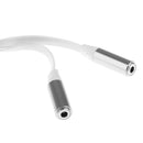 3.5mm AUX Audio Stereo Splitter Cable Headphone Adapter Flat Cable 1 Male to 2 Female White