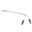 3.5mm AUX Audio Stereo Splitter Cable Headphone Adapter Flat Cable 1 Male to 2 Female White