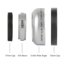 Zomei 2in1 37mm 0.45X Wide Angle Lens with Clip for Mobilephone Tablets Silver