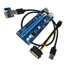 PCI-E 1x to 16x Mining Machine Enhanced Extender Riser Card Adapter with 60cm USB 3.0 and SATA Power Cable