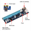PCI-E 1x to 16x Mining Machine Enhanced Extender Riser Card Adapter with 60cm USB 3.0 and SATA Power Cable