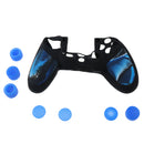 Ã‰tui en Silicone AntidÃ©rapant CloutÃ© + 8 PCS Capsules Ã  Bouton-poussoir Pour ContrÃ´leur Ps4 Bleu