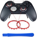 Custom Individualized Chrome Joysticks Thumbstick Grip Accent Rings + Teardown Rod for Xbox One Elite Console Controller Red