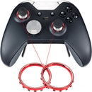 Custom Individualized Chrome Joysticks Thumbstick Grip Accent Rings + Teardown Rod for Xbox One Elite Console Controller Red